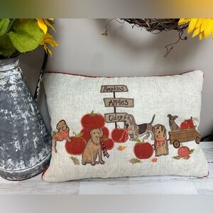 Pumpkins, apples, cider and dogs pillow